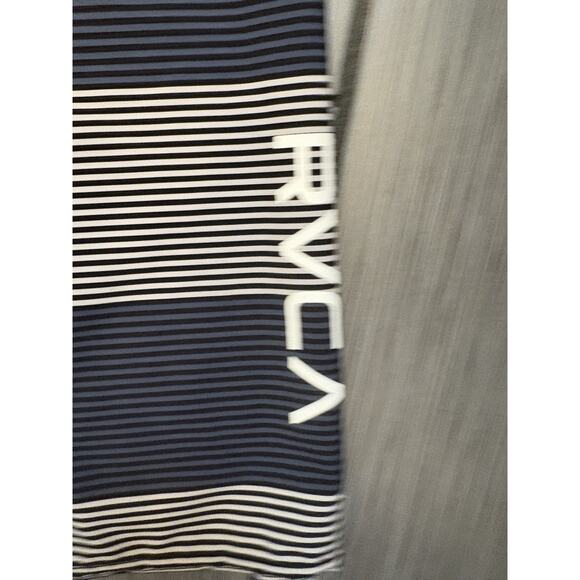 RVCA Stretch Mens Beige Navy Striped Board Shorts Swim Trunks Size 38 Beach - Picture 3 of 8